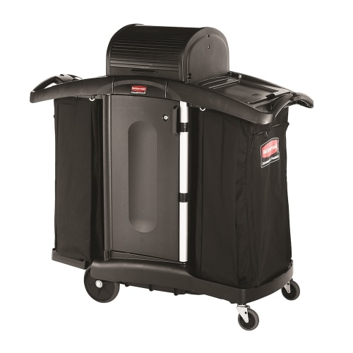 Rubbermaid Executive Housekeeping Compact Cart, High Security, Black